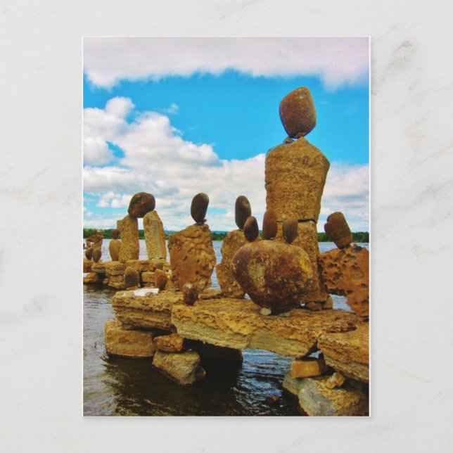 Inukshuk Stone River Skulpturen Postkarte (Vorderseite)