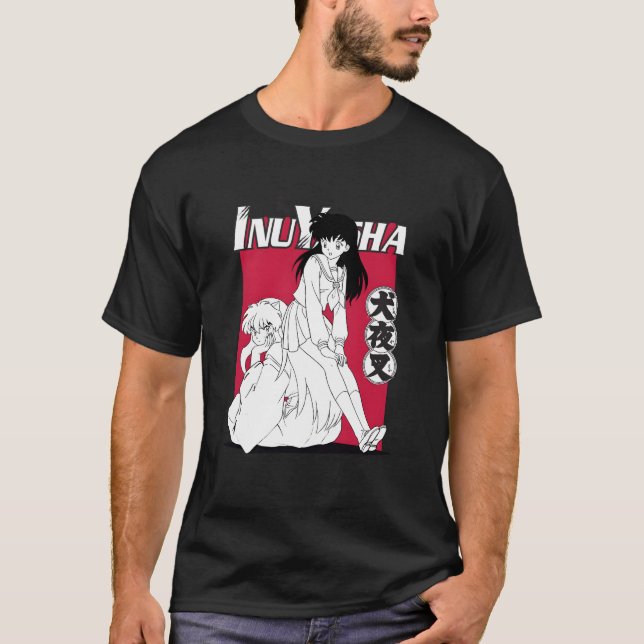 Inuyasha Kagome sitzend auf Inuyasha T-Shirt (Vorderseite)