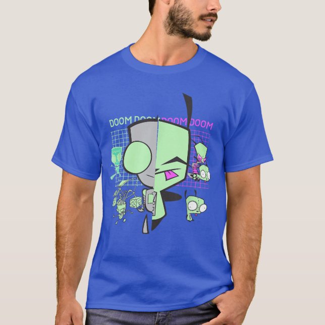 Invader Zim Gir Doom Gridechno Split Face Art Freu T-Shirt (Vorderseite)