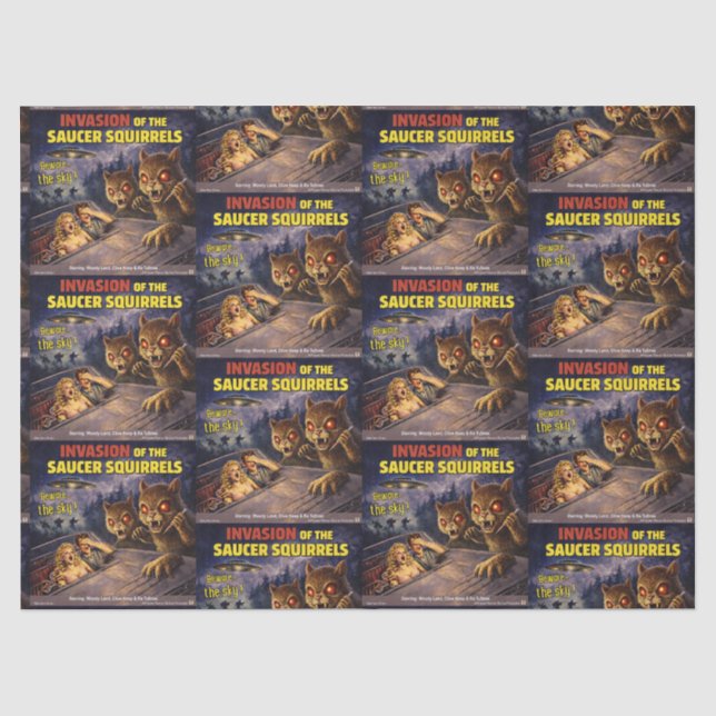 Invasion der Teller-Eichhörnchen-Parodie Seidenpapier (Vorderseite)