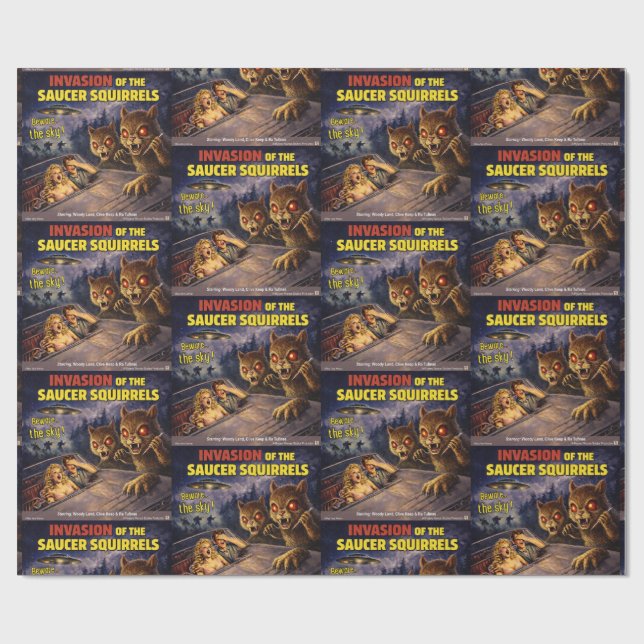 Invasion der Teller-Schatzhörnchen Geschenkpapier (Flach)
