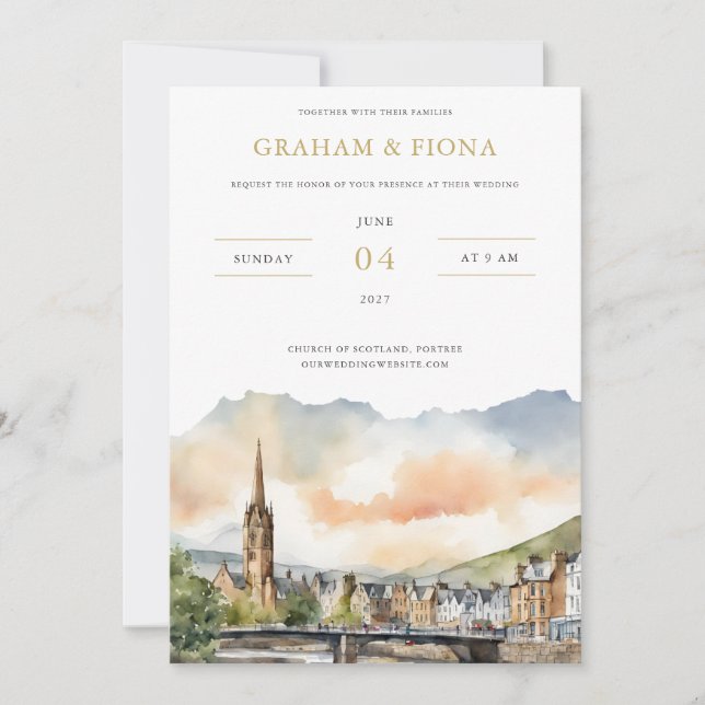 Inverness Watercolor Invitation Einladung (Vorderseite)