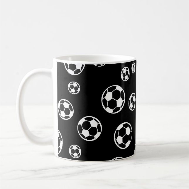 Inverse Fußball- / Fußball-Farben-Kugelmuster Kaffeetasse (Links)