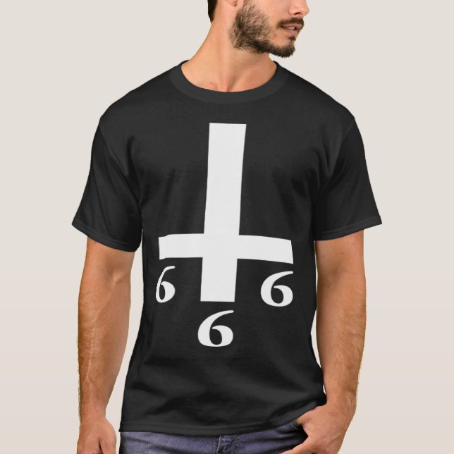 Inverted Cross 666 Upside Down Satan Antichrist At T-Shirt (Vorderseite)