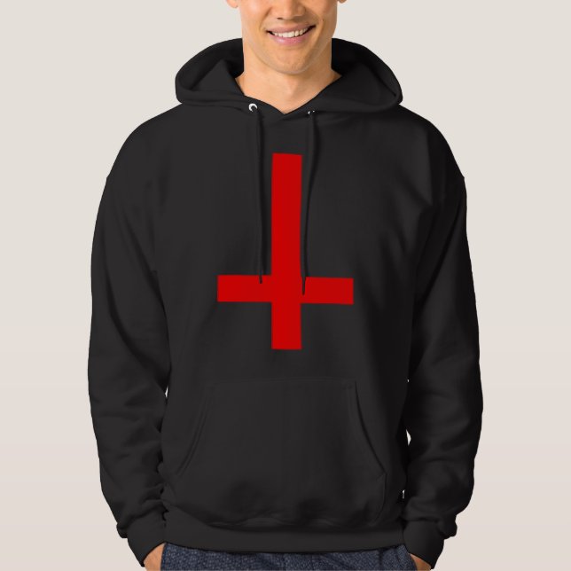 Inverted Cross Upside Down Satan Antichrist Atheis Hoodie (Vorderseite)
