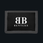 Invertierte Namensinitialen, in Monogramm schwarz Tri-fold Geldbeutel<br><div class="desc">Inverted Name Initialen benutzerdefinierte Monogramm schwarze Trifold-Brieftasche. Personalisierte Geschenkidee für Männer,  Frauen und Kinder. Elegantes Vorlagendesign.</div>