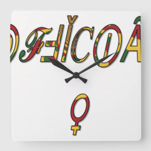 Invertierte "OFFIZIELLE" Symbolkunst Quadratische Wanduhr