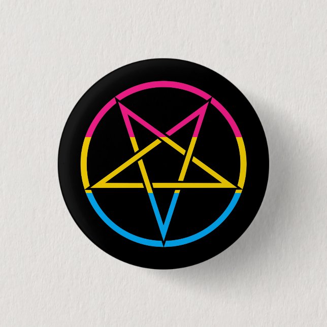 Invertierte Pansexualflagge Pentagramm Button (Vorderseite)