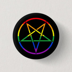 Invertierte Regenbogenpentagramm Button