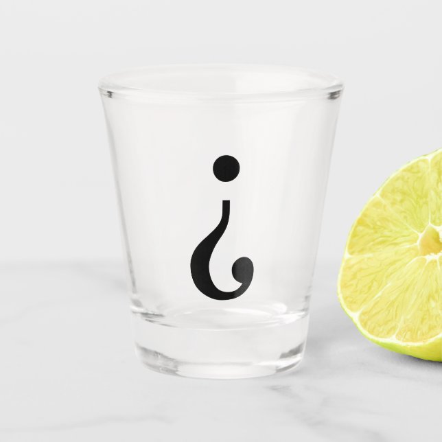 Invertiertes Fragezeichen Schnapsglas (Vorderseite)