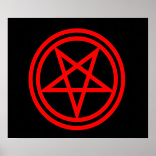 Invertiertes rotes Pentagramm Poster