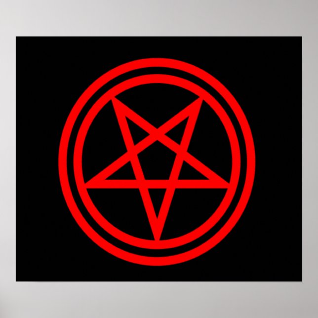 Invertiertes rotes Pentagramm Poster (Vorne)