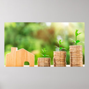Investition in Geld-Zuhause-Münzen Poster