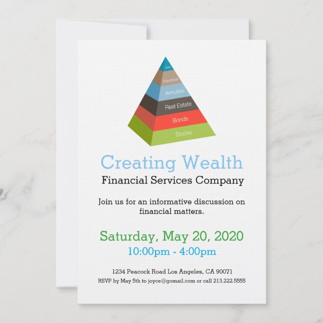 Investitions-Pyramide-Diagramm-Finanzeinladung Einladung (Vorderseite)