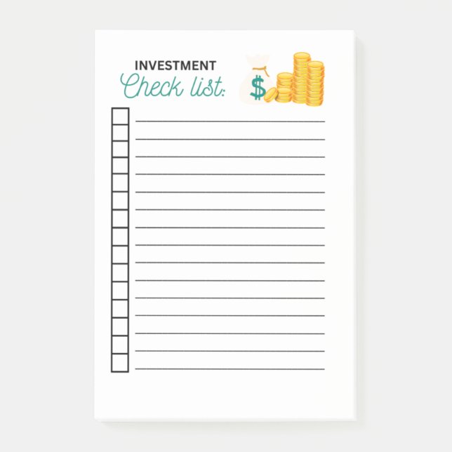 INVESTITIONSLISTE KARO POST-IT KLEBEZETTEL (Vorderseite)