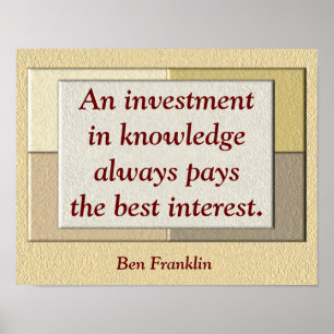 Investment in knowledge -quote print poster
