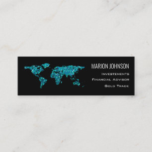 Investments Finance Advisor Analyst World Map Blue Mini Visitenkarte