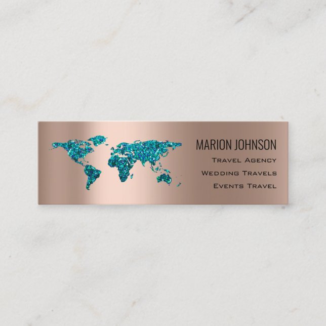 Investments Finance Reisen Blog Weltkarte Gold Mini Visitenkarte (Vorderseite)