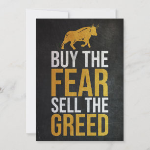 Investor Buy Fear Sell Greed Trader Dankeskarte