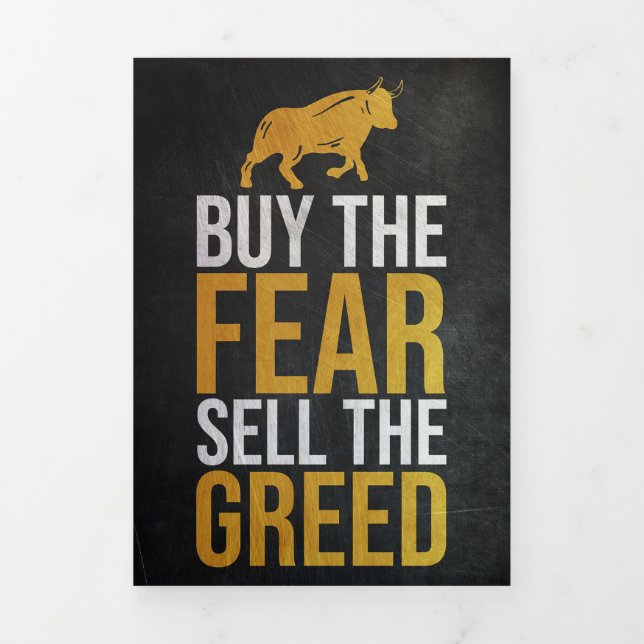 Investor Buy Fear Sell Greed Trader Dreifach Gefaltete Karte (Cover)