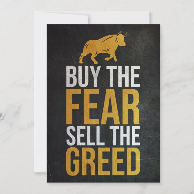Investor Buy Fear Sell Greed Trader Einladung (Vorderseite)