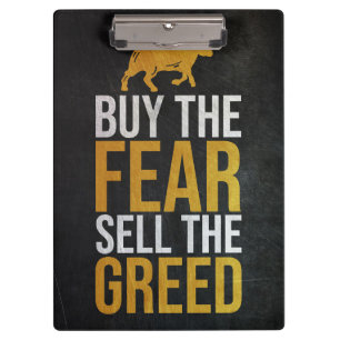 Investor Buy Fear Sell Greed Trader Klemmbrett