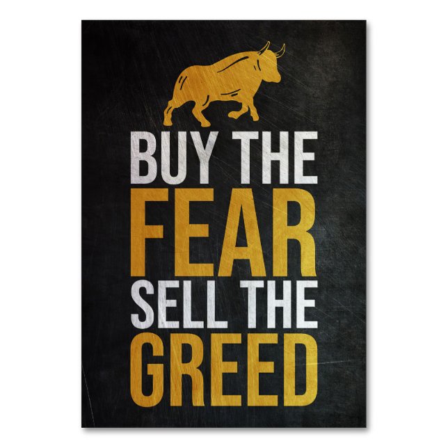 Investor Buy Fear Sell Greed Trader Tischnummer (Vorderseite)