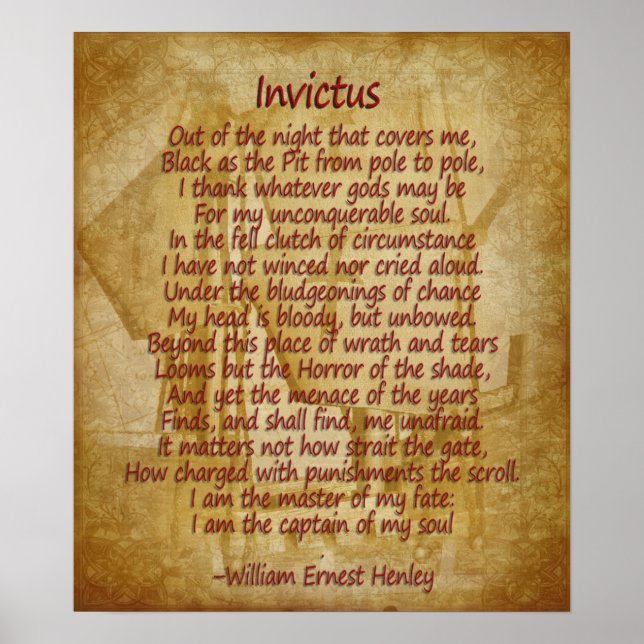 Invictus, Gedicht auf Pergament Blick Hintergrund Poster (Vorne)