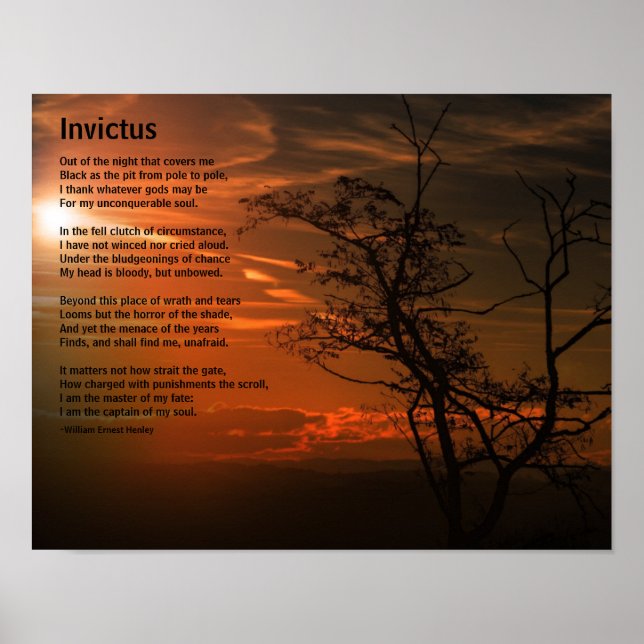 Invictus Gedicht, ein Wille zum Überleben Poster (Vorne)