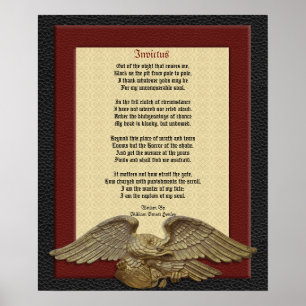 Invictus, Gedicht Leder mit Adler Poster