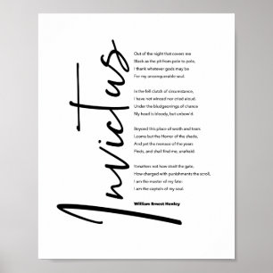Invictus Gedicht von Henley in Modern Black Script Poster