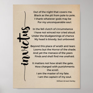 Invictus-Gedicht von William Ernest Henley Vintage Poster
