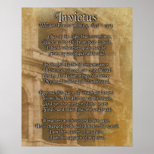 Invictus, Prosa auf Pergament Hintergrundbild Poster