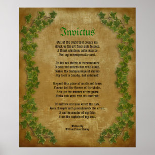 Invictus, Viktorianisches Gedicht auf Pergament mi Poster