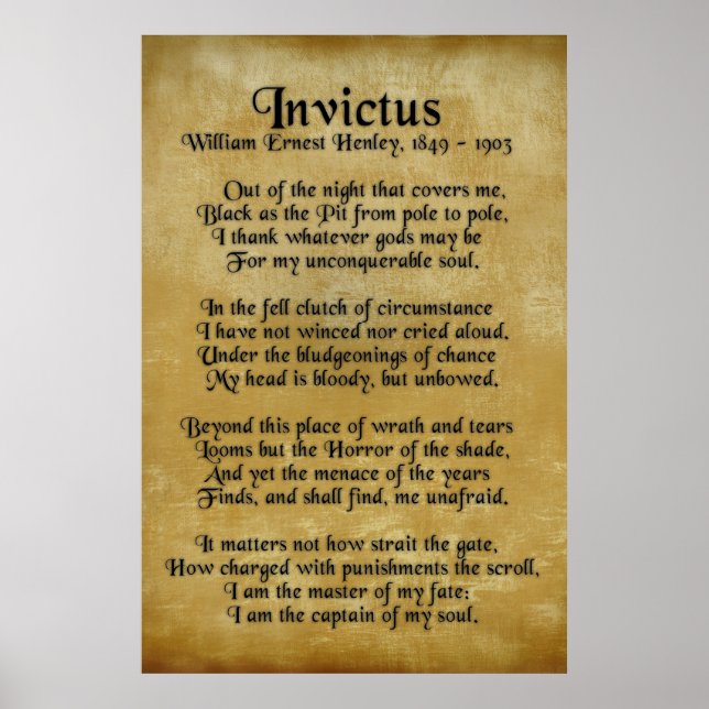"Invictus", Viktorianisches Gedicht auf Pergament Poster (Vorne)