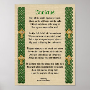 Invictus, Viktorianisches Gedicht Keltische Knoten Poster