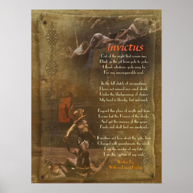 Invictus, Viktorianisches Gedicht, William Ernest  Poster (Vorne)