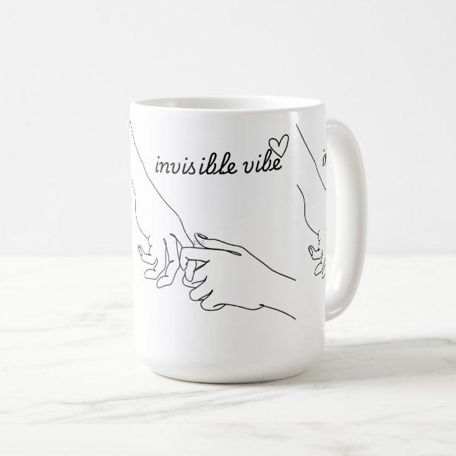 Invisible Vibe Minimal Line Art Mug Kaffeetasse (VorderseiteRechts)