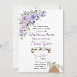 Invitació n Quinceañ era Lila Lilac Floral Charg