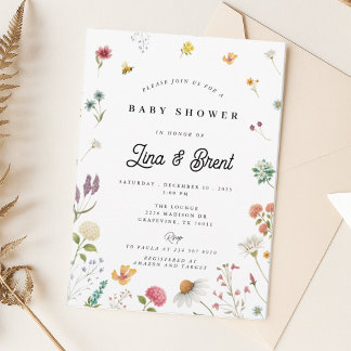 Invitación a Baby Shower con flores silvestres Einladung