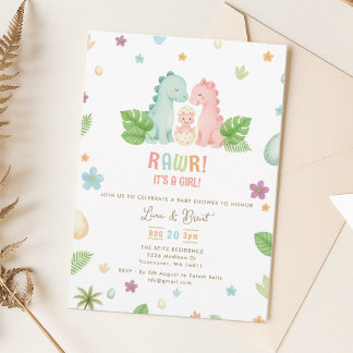 Invitación a Baby Shower de dinosaurios Einladung