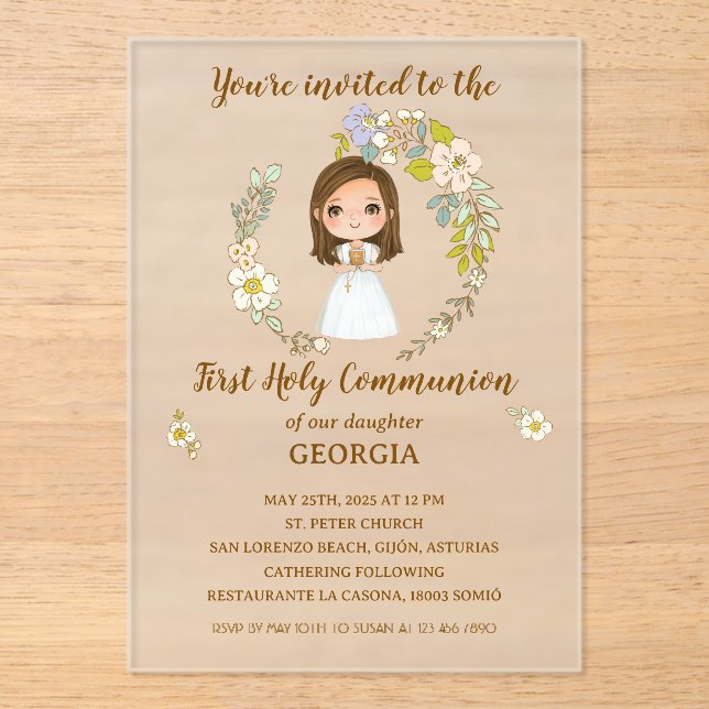 Invitación acrílico GEORGIA Primera Comunión Acryleinladungen (Vorderseite)