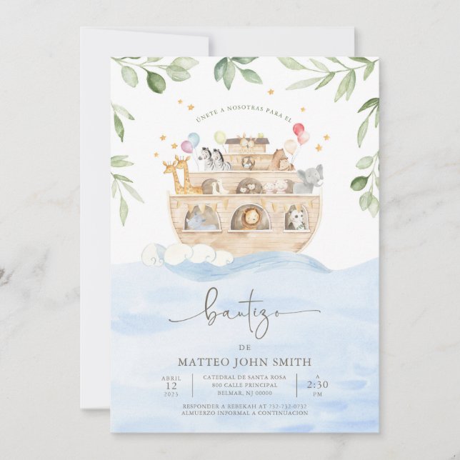 Invitación al Bautismo del Arca de Noé Einladung (Vorderseite)