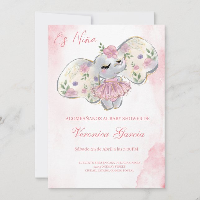 Invitacion baby Dusche para niña Einladung (Vorderseite)