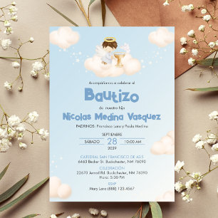 Invitacion Bautizo Boy Angel Katholische Taufe Einladung