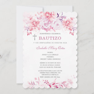 Invitación Bautizo y Primer Cumpleaños Niña Einladung
