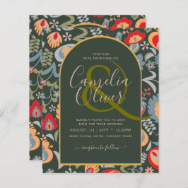 invitación bilingüe de boda de flores populär,