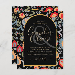 invitación bilingüe de boda de flores populär,