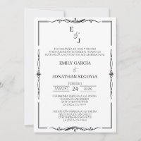 Invitación blanco y negro minimalista