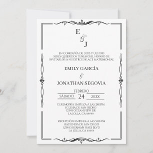 Invitación blanco y negro minimalista einladung